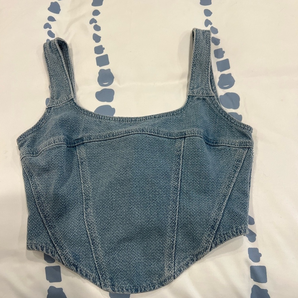 Blue Denim Crop Top